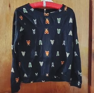 H&M | moth print long-sleeve top w/zipper on back